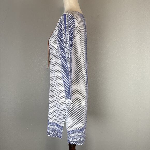 Roberta Roller Rabbit Boho Tunic Mini Dress Size XS Cotton Voile Floral Stripe - Picture 4 of 8